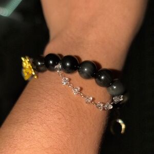 Elegant Multi-Geniune Crystal Beaded Charm Bracelet